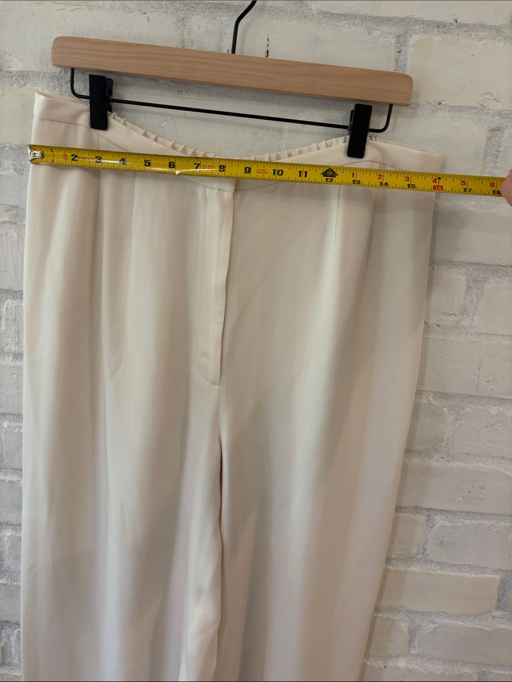 Eileen Fisher Cream Wide-Leg Trousers (B4) - Picture 4 of 6
